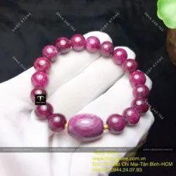 Vòng Ruby Nam Phi mix lu thống, bi vàng 24k - Ảnh 8