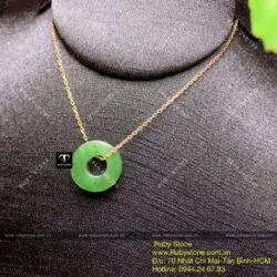 Mặt dây chuyền Đồng điếu Ngọc bích bản vuông, ĐK 15mm - Hình ảnh 6