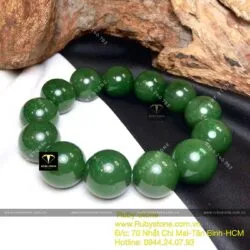 Vòng chuỗi Ngọc bích bông lý xanh 19 ly