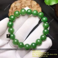 Vòng chuỗi tay ngọc bích Canada bông lý xanh 10 ly (chất thường) - Ảnh 5