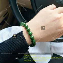 Vòng chuỗi Ngọc bích bông lý xanh đậm 10 ly - Ảnh 7