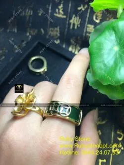 Nhẫn cặp ngọc bích Canada, vàng 18k - Hình ảnh 3