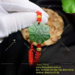 Vòng Mạn Đà La ngọc bích mix bi vàng 24k - Hình ảnh 6