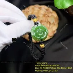 Vòng hoa mẫu đơn ngọc bích Canada mix bi vàng 24k - Hình ảnh 7