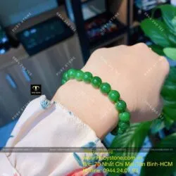 Vòng chuỗi tay ngọc bích Canada bông lý xanh 8 ly - Hình ảnh 2