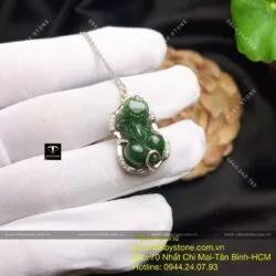 Mặt dây chuyền Tỳ hưu ngọc bích Canada, bạc 925 - Ảnh 4