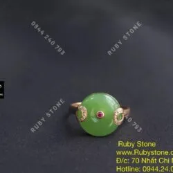 Nhẫn đồng điếu Ngọc bích Canada, vàng 18k