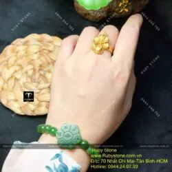 Vòng ngọc bích Canada 8 ly mix Mạn đà la khắc Lục tự minh chân ngôn