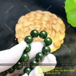 Vòng chuỗi Ngọc bích bông lý xanh đậm 10 ly - Ảnh 2