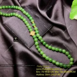 Chuỗi cổ ngọc bích Canada 8 ly, mix charm vàng 24k - Ảnh 8