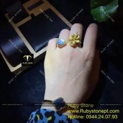 Lắc tay cỏ 4 cánh Ngọc bích đen, vàng 18k - Ảnh 8