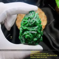 Hồ ly ngọc Cẩm thạch Sơn thủy Myanmar, KT 46mm Hồ ly ngọc Cẩm thạch Sơn thủy Myanmar, KT 46mm