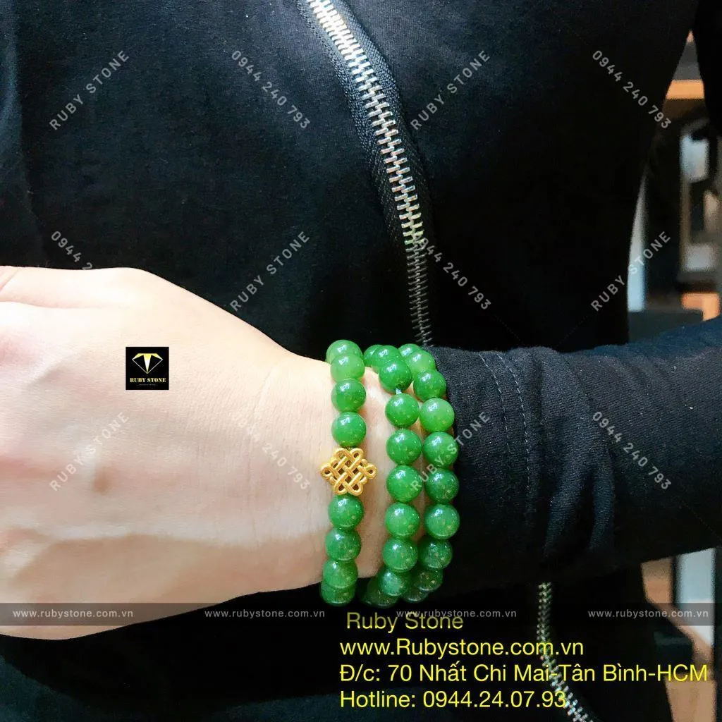Vòng tay Ngọc bích Canada 8 ly, cuốn 3 mix charm vàng 24k Vòng tay Ngọc bích Canada 8 ly, cuốn 3 mix charm vàng 24k - Ảnh 5
