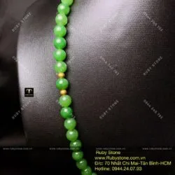 Chuỗi cổ ngọc bích Canada 8 ly, mix charm vàng 24k - Ảnh 11