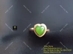 Nhẫn trái tim Ngọc bích, vàng 18k - Ảnh 2