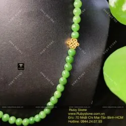 Chuỗi cổ ngọc bích Canada 8 ly, mix charm vàng 24k - Ảnh 12