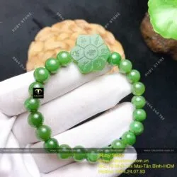 Vòng ngọc bích Canada 8 ly mix Mạn đà la khắc Lục tự minh chân ngôn - Hình ảnh 5