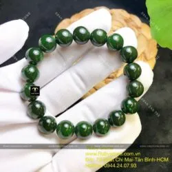 Vòng chuỗi Ngọc bích bông lý xanh đậm 10 ly - Ảnh 5