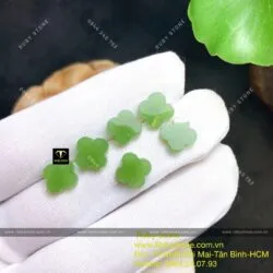Mặt đá trang sức cỏ 4 cánh ngọc bích 8 ly - Hình ảnh 2