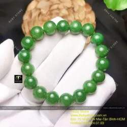 Vòng chuỗi tay ngọc bích Canada bông lý xanh 10 ly (chất thường) - Ảnh 2
