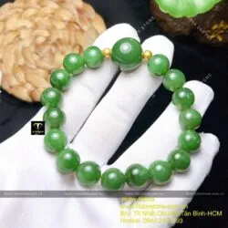 Vòng chuỗi Ngọc bích mix bi vàng 24k - Ảnh 6