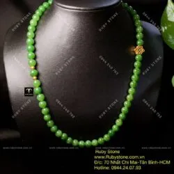 Chuỗi cổ ngọc bích Canada 8 ly, mix charm vàng 24k - Ảnh 10