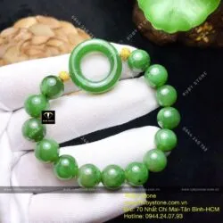 Vòng chuỗi Ngọc bích mix Đồng điếu cách điệu - Hình ảnh 4