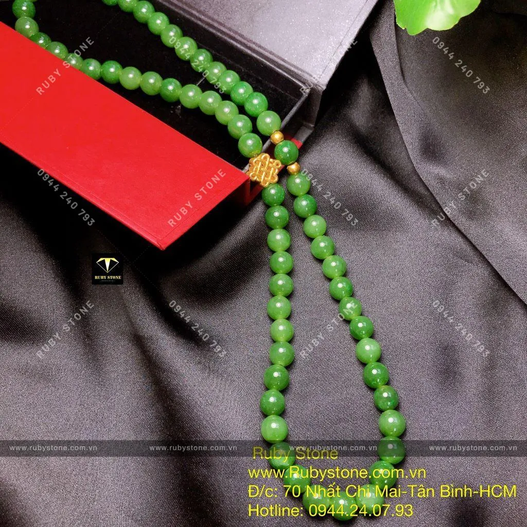 Vòng tay Ngọc bích Canada 8 ly, cuốn 3 mix charm vàng 24k Vòng tay Ngọc bích Canada 8 ly, cuốn 3 mix charm vàng 24k - Ảnh 2