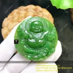 Phật Di Lặc ngọc bích xanh lý, KT 50mm - Ảnh 4