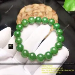 Vòng chuỗi tay ngọc bích Canada bông lý xanh 10 ly (chất thường) - Ảnh 3