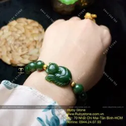 Vòng ngọc bích Canada mix Hồ ly, bi vàng 24k - Ảnh 4