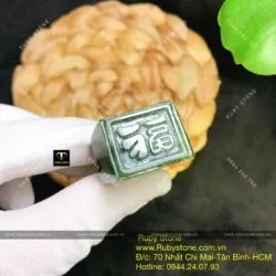 Nhẫn chữ Phúc ngọc bích Canada - Ảnh 2