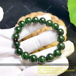 Vòng chuỗi Ngọc bích bông lý xanh đậm 10 ly - Ảnh 4