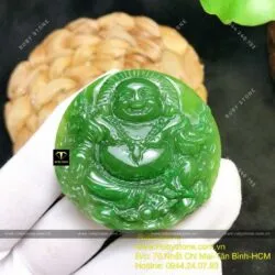 Phật Di Lặc ngọc bích xanh lý, KT 50mm - Ảnh 3