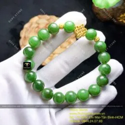 Vòng chuỗi ngọc bích Canada mix charm vàng 24k - Hình ảnh 5