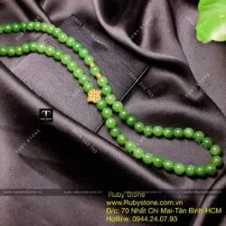 Chuỗi cổ ngọc bích Canada 8 ly, mix charm vàng 24k - Ảnh 9