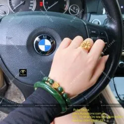Bộ sản phẩm vòng bản tròn và vòng chuỗi Ngọc bích mix charm vàng 24k - Hình ảnh 5