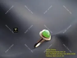 Nhẫn trái tim Ngọc bích, vàng 18k - Ảnh 5