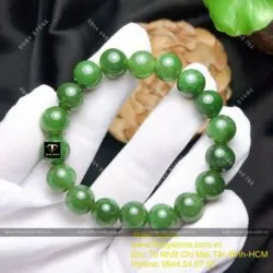 Vòng chuỗi ngọc bích xanh lá 10 ly (chất thường) - Hình ảnh 8