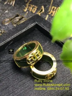 Nhẫn cặp ngọc bích Canada, vàng 18k