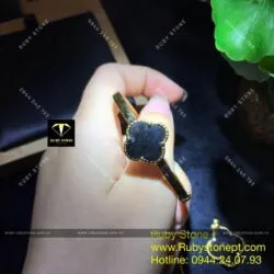 Lắc tay cỏ 4 cánh Ngọc bích đen, vàng 18k - Ảnh 4