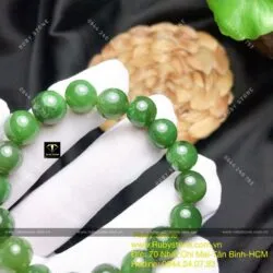Vòng chuỗi ngọc bích xanh lá 10 ly (chất thường) - Hình ảnh 6