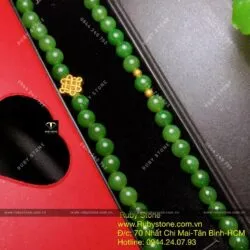 Vòng tay Ngọc bích Canada 8 ly, cuốn 3 mix charm vàng 24k Vòng tay Ngọc bích Canada 8 ly, cuốn 3 mix charm vàng 24k