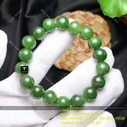 Vòng chuỗi ngọc bích xanh lá 10 ly (chất thường) - Hình ảnh 7