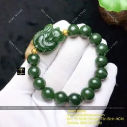Vòng ngọc bích Canada mix Hồ ly, bi vàng 24k - Ảnh 6
