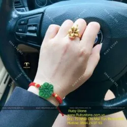 Vòng Mạn Đà La ngọc bích mix bi vàng 24k - Hình ảnh 2