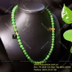 Chuỗi cổ ngọc bích Canada 8 ly, mix charm vàng 24k - Ảnh 3