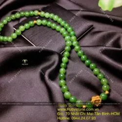 Vòng chuỗi Ngọc bích Canada 8 ly, cuốn 3 vòng, mix charm vàng 24k - Hình ảnh 3