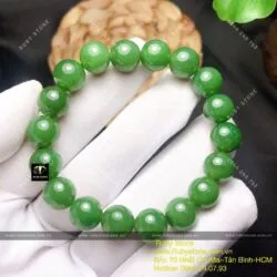 Vòng chuỗi tay ngọc bích Canada bông lý xanh 10 ly (chất thường)