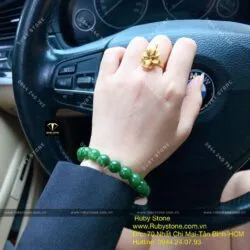 Vòng chuỗi ngọc bích xanh lá 10 ly (chất thường) - Hình ảnh 5